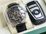 AAA Replica Patek Philippe Complications Black Leather Strap Skeleton Dial 42 MM Automatic Watch 
